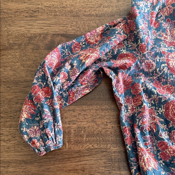 Chaps Denim multi floral print cotton v neck blouse - Picture 10 of 12